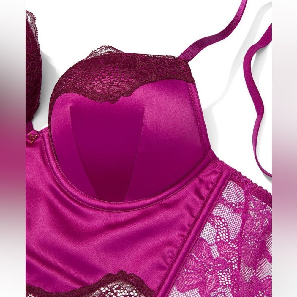 Victorias Secret Very Sexy Bombshell Add-2-Cups Push Up Corset Top Raspberry 36D - Picture 6 of 10
